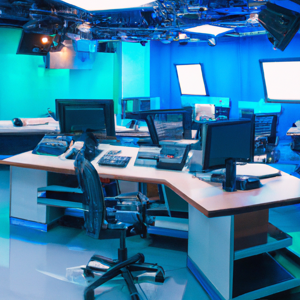 AI-generated minimalist newsroom scene with Canadian context and editorial desks